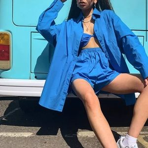 Cotton oversized shirt with glossy back print